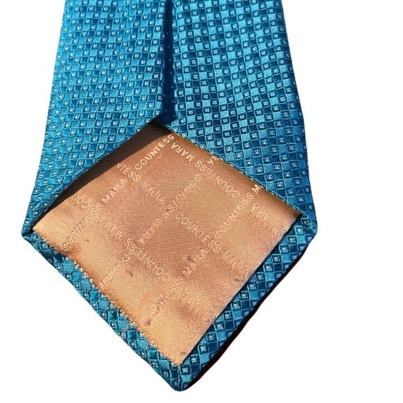Countess Mara 58 x 3.5 Blue Square 100% Silk Tie - Picture 2 of 3